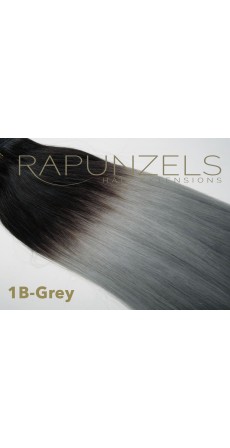 65 Gram 18" Hair Weave/Weft Colour #1B/Grey Dip Dye/Ombre (Half Head)